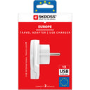 SKROSS - Matkavirtaadapteri Maailma Eurooppa USB-A 12W Maadoitettu