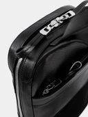 Vantage black leather Sling Bag Details Zipper