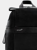 Vantage black leather Sling Bag Zipper Details front view