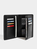 Travel Wallet Black Leather Schwarzes Leder