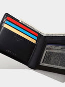 Classic Bifold Black Leather Schwarzes Leder