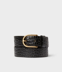 Saddler Safira Læderbælte - Sort Croco