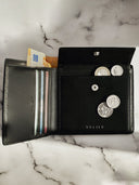 Large Coin Wallet Black Leather Schwarzes Leder
