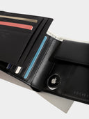 Trifold AirTag Ready Black Leather Schwarzes Leder