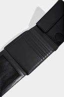 Trifold AirTag Ready Black Leather Schwarzes Leder
