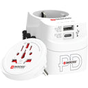 SKROSS - Maailmanmatkailuadapteri PRO Light USB AC30PD World PD 30W Maadoitettu